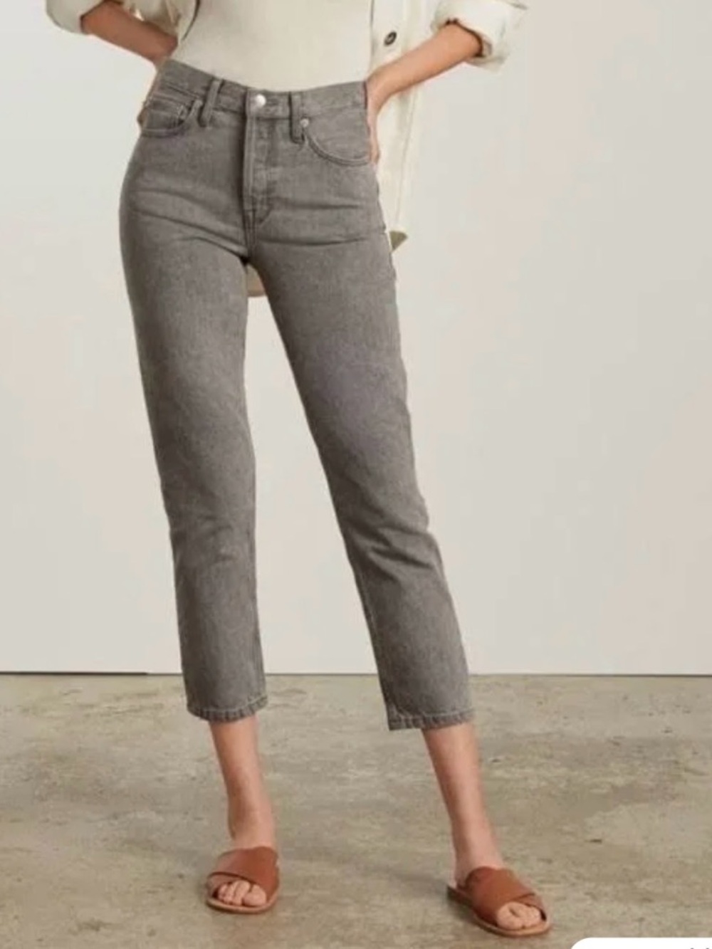 NWT Everlane The 90’s Cheeky Jean Light Gray High-Rise 30 Crop